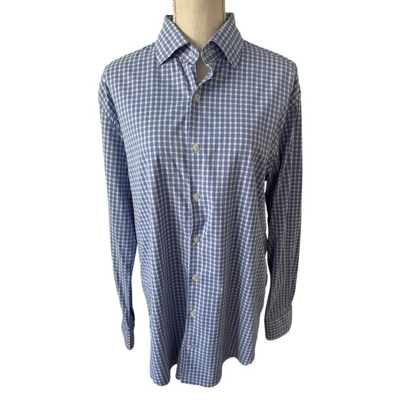 Peter Millar Wicking Blue Gingham Check Button‎ Down Size Large - Picture 1 of 6